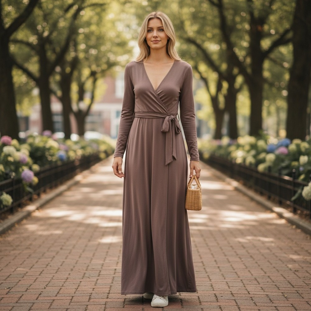 Ella Samani‎ Mauve Taupe Wrap Front Wide Leg Jumpsuit 1X NWT Made in USA 1301XH